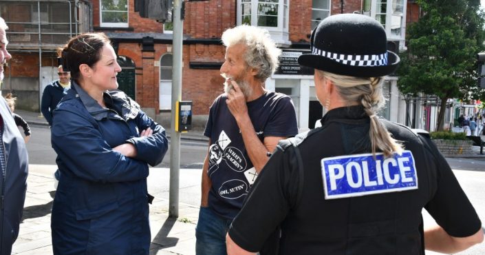 Police and Crime Commissioner Alison Hernandez speaks to a Torbay resident about their concerns