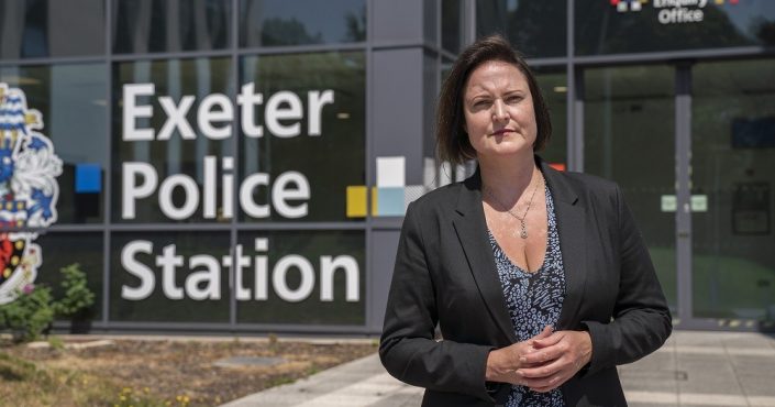 Police and Crime Commissioner Alison Hernandez standing outside Exeter Police Station