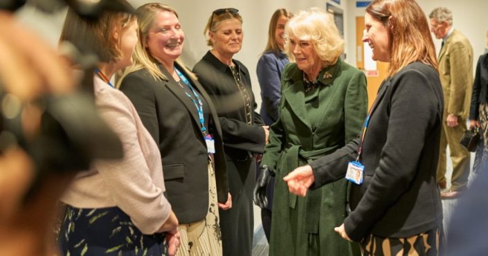 Queen Camilla meeting staff at a sexual assault referral centre in Exeter