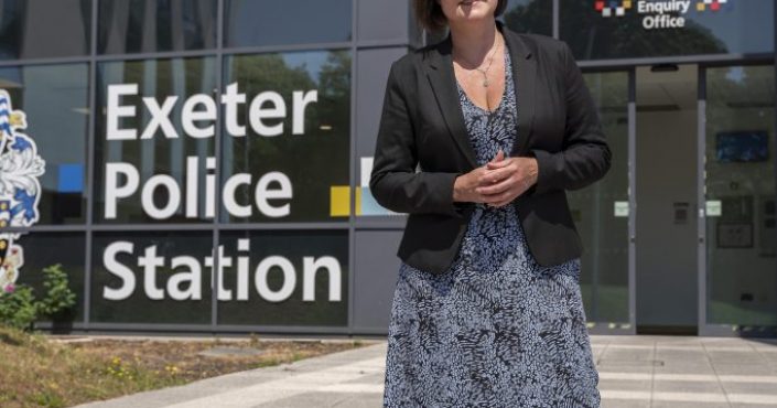 PCC Alison Hernandez stood outside Exeter Police Station