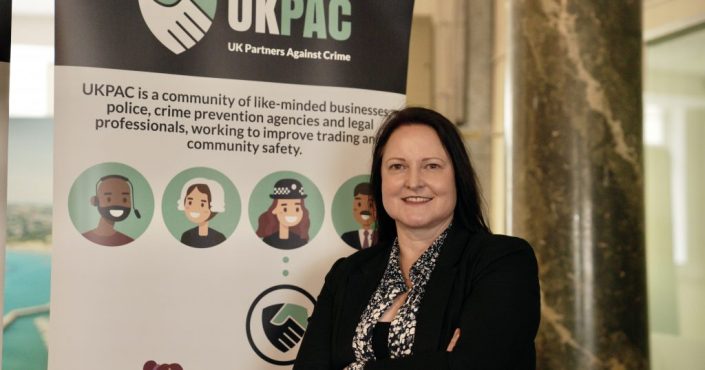 Police and Crime Commissioner Alison Hernandez stood in front of a poster to launch UKPAC in Torbay