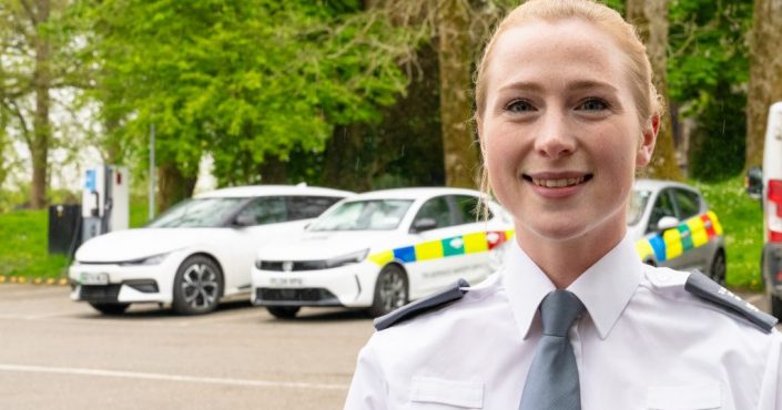 New Holsworthy Tri-Service Safety Officer Chloe Townsend stood by TSSO vehicles
