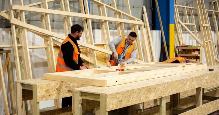 A modular home being constructed as part of the Prisoners Building Homes scheme