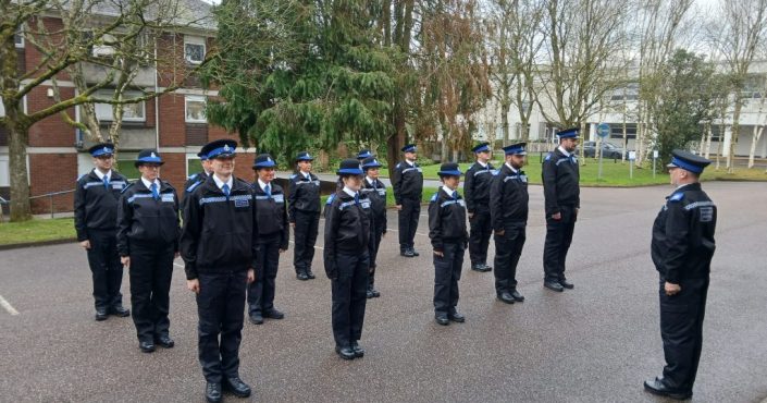 PCSOs standing in line at a passout parade at Devon & Cornwall Police Headquarters earlier this year