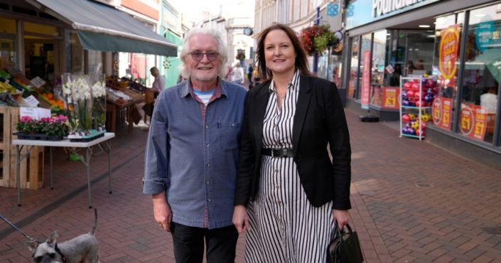 Police and Crime Commissioner Alison Hernandez and Councillor Keith Underhill in Teignmouth town centre