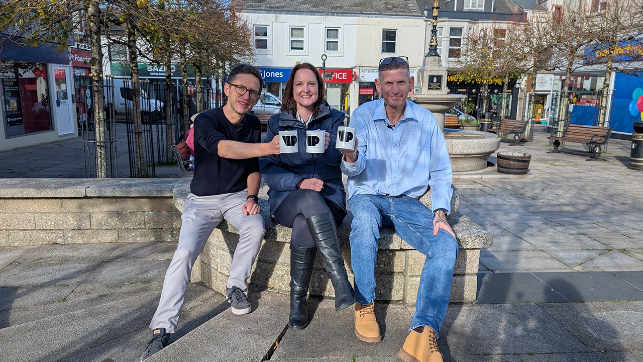 L-R, and Ben Woolvin, Office of the Police and Crime Commissioner head of communications and public affairs, Devon, Cornwall and Isles of Scilly Police Crime Commissioner Alison Hernandez, and Mayor of Camborne James Ball