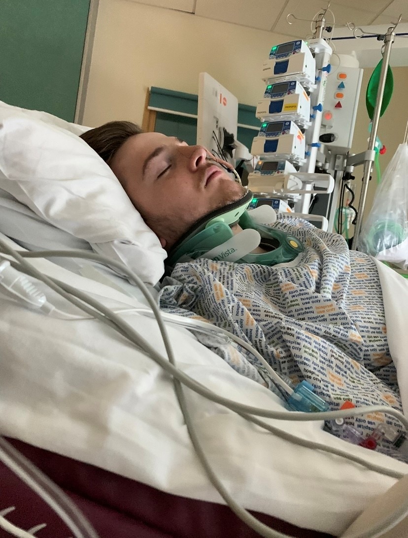 Seth Marks in hospital following the crash