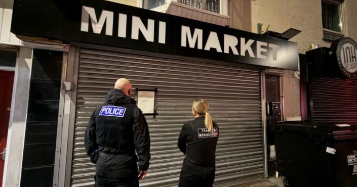 Police outside The Mini Market in Cowick Street, Exeter