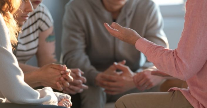 A group of people talking